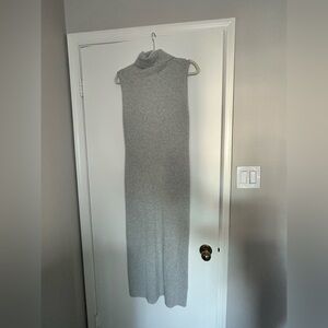Polo by Ralph Lauren Sleeveless Turtleneck Maxi Dress - Light Gray cashmere